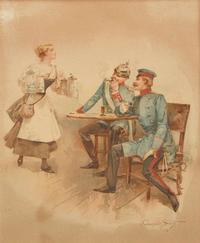 Walter Granville-Smith (American, 1870–1938) - A Soldier and his Sweetie ; together with Serving the Soldiers (A Pair)