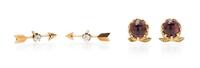 A Collection of Yellow Gold Earrings, 2.00 dwts.