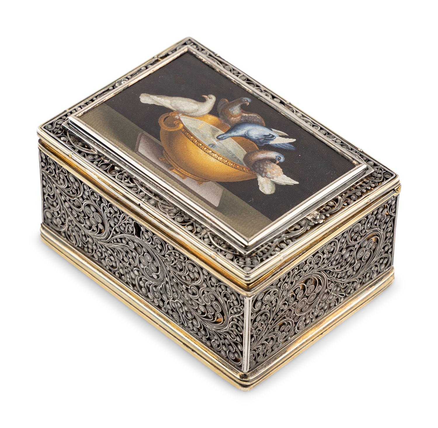 A Scottish Silver and Italian Micromosaic-Inset Snuff Box