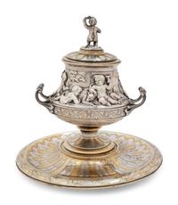 A Christofle Silver-Plate and Parcel Gilt Covered Jar and Underplate