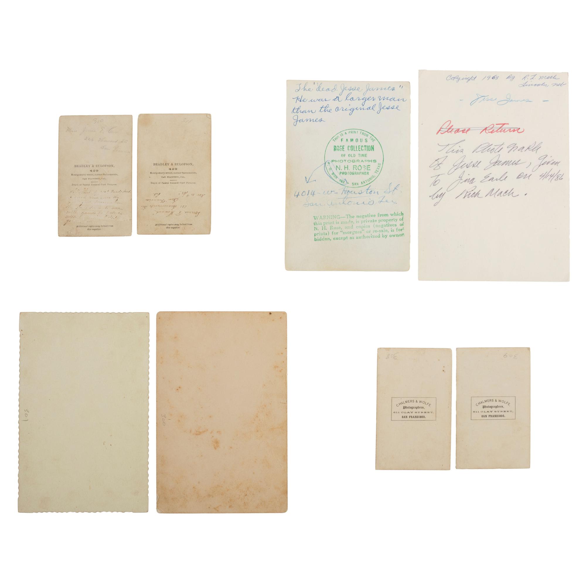 Western Outlaws [JAMES, Jesse (1847-1882)]. Collection of photographs of family members of Frank and Jesse James, incl. display featuring cabinet card photographs of their mother Zerelda James.