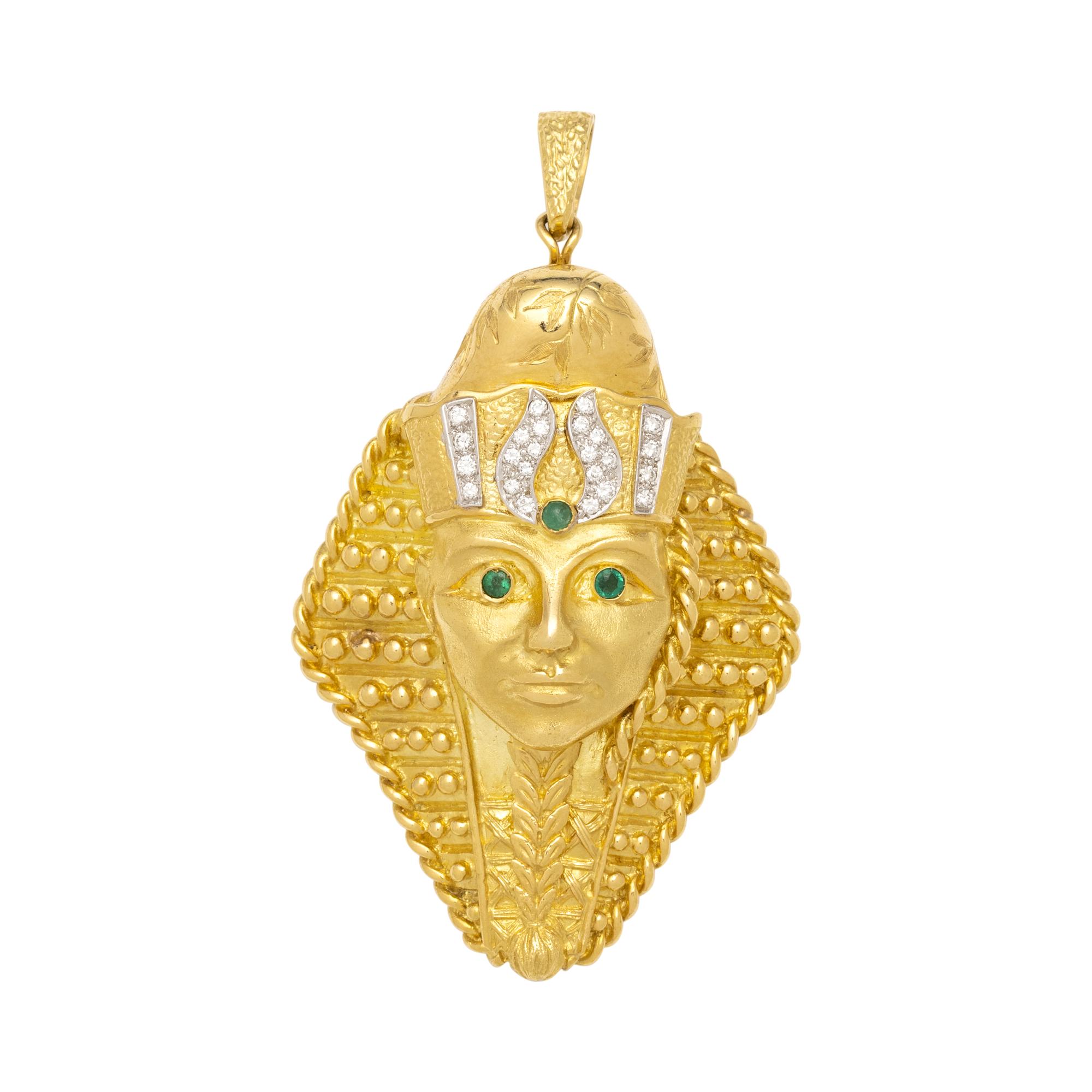 HAMMERMAN BROTHERS, YELLOW GOLD, DIAMOND AND EMERALD CONVERTIBLE NECKLACE