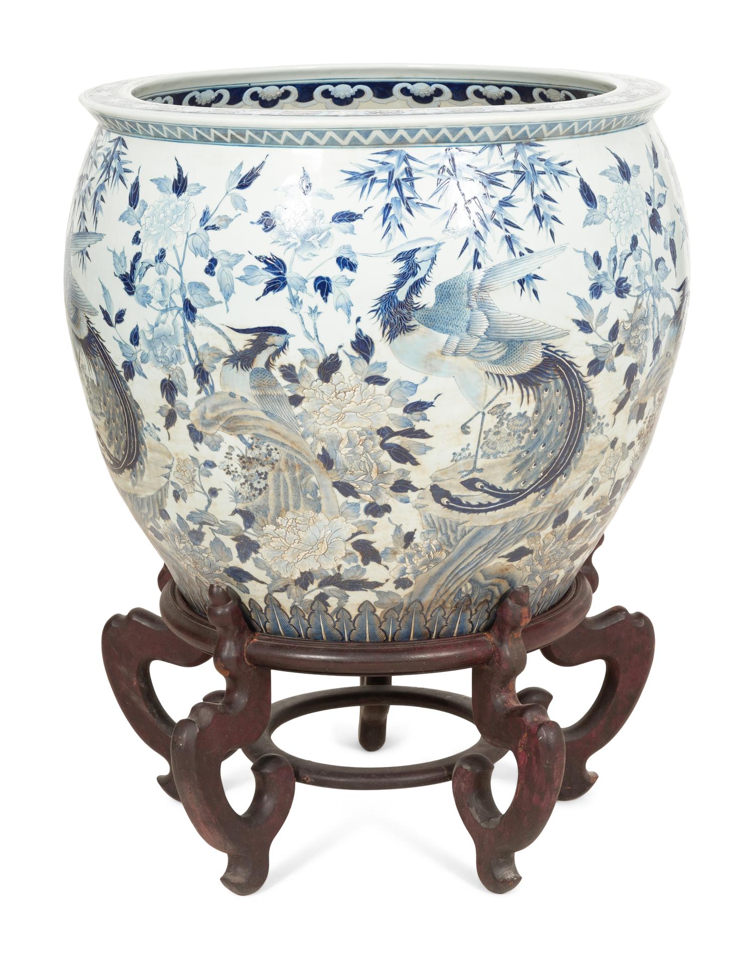 A Massive Chinese Blue and White Porcelain Jardinière