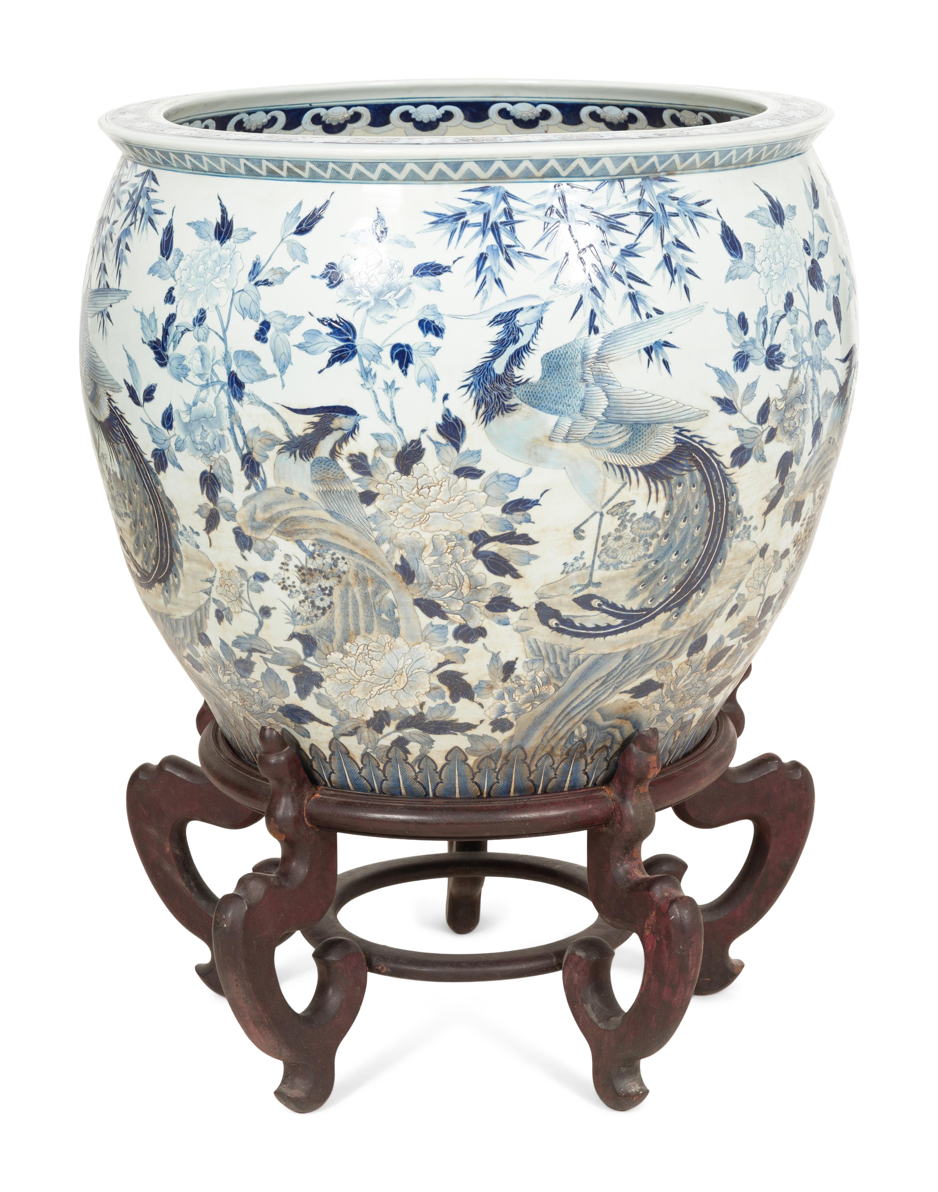A Massive Chinese Blue and White Porcelain Jardinière