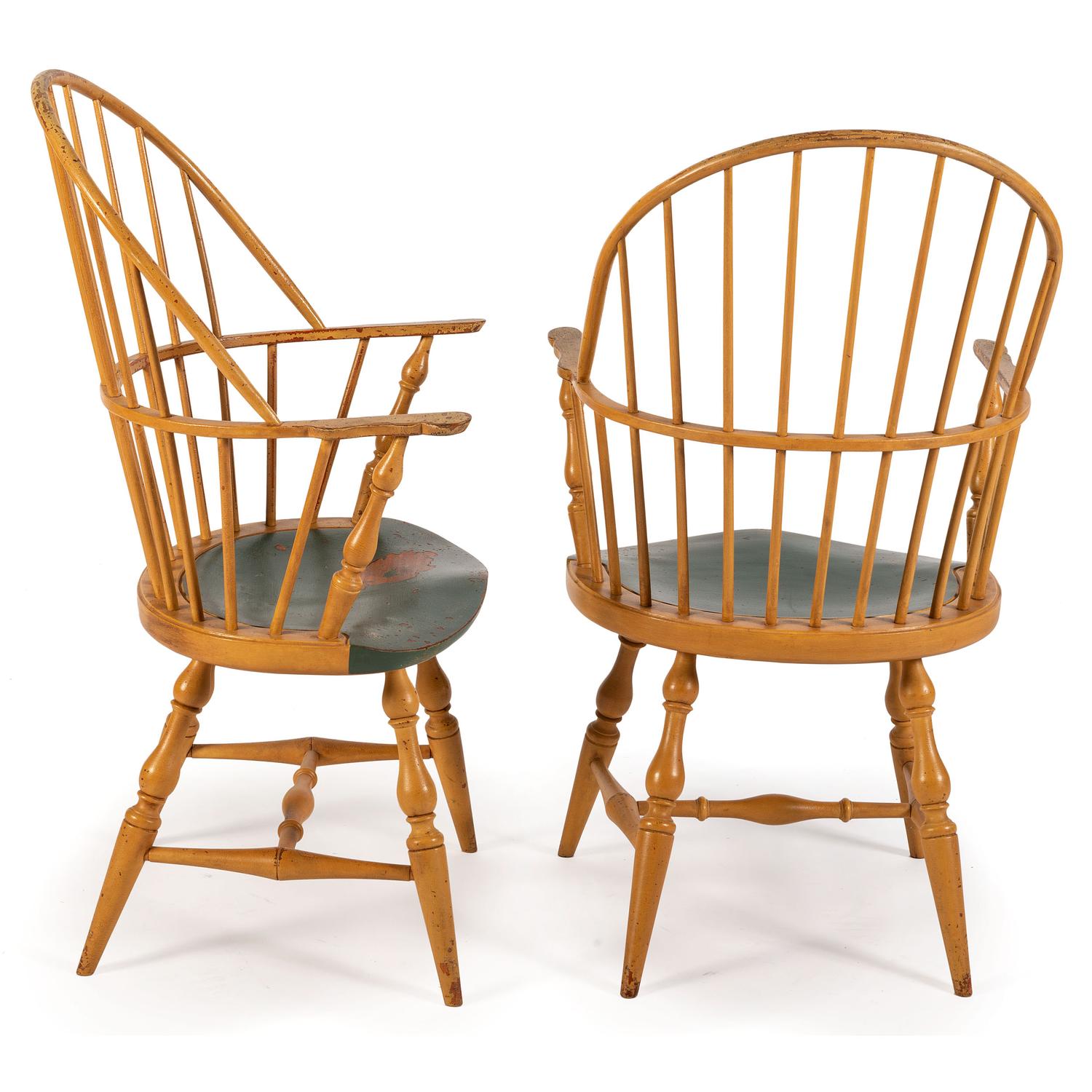 A Pair of Chromium Yellow Windsor Chairs by David T. Smith