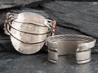 Navajo Silver and Coral Cuff Bracelets