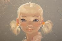 Blonde Girl Wearing Dotted Pink Dress