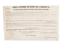 VAN BUREN, Martin (1782-1862). Secretarially signed land grant. Washington, D.C., 27 February 1841.