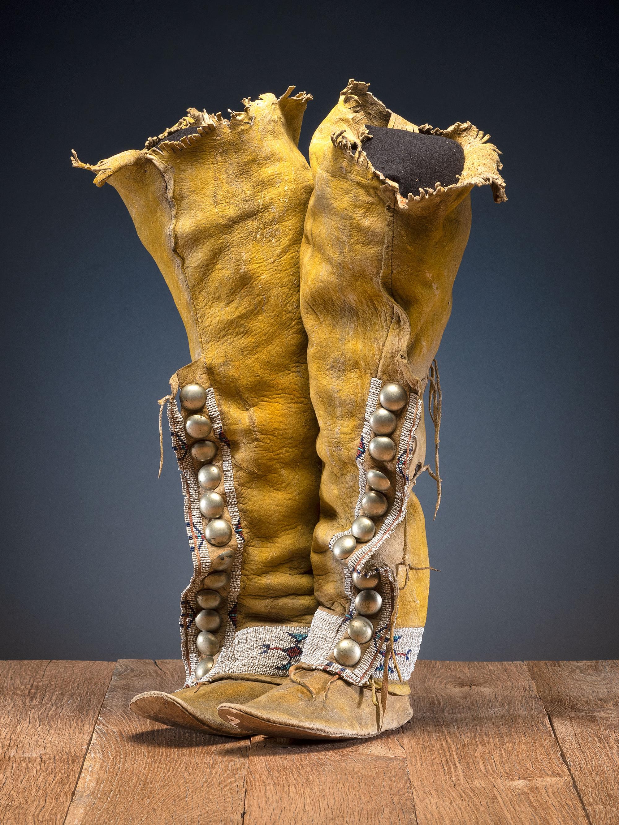 Comanche Beaded Hide Boot Moccasins
