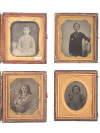 [EARLY PHOTOGRAPHY]. 34 assorted daguerreotypes, ambrotypes, and tintypes featuring children.