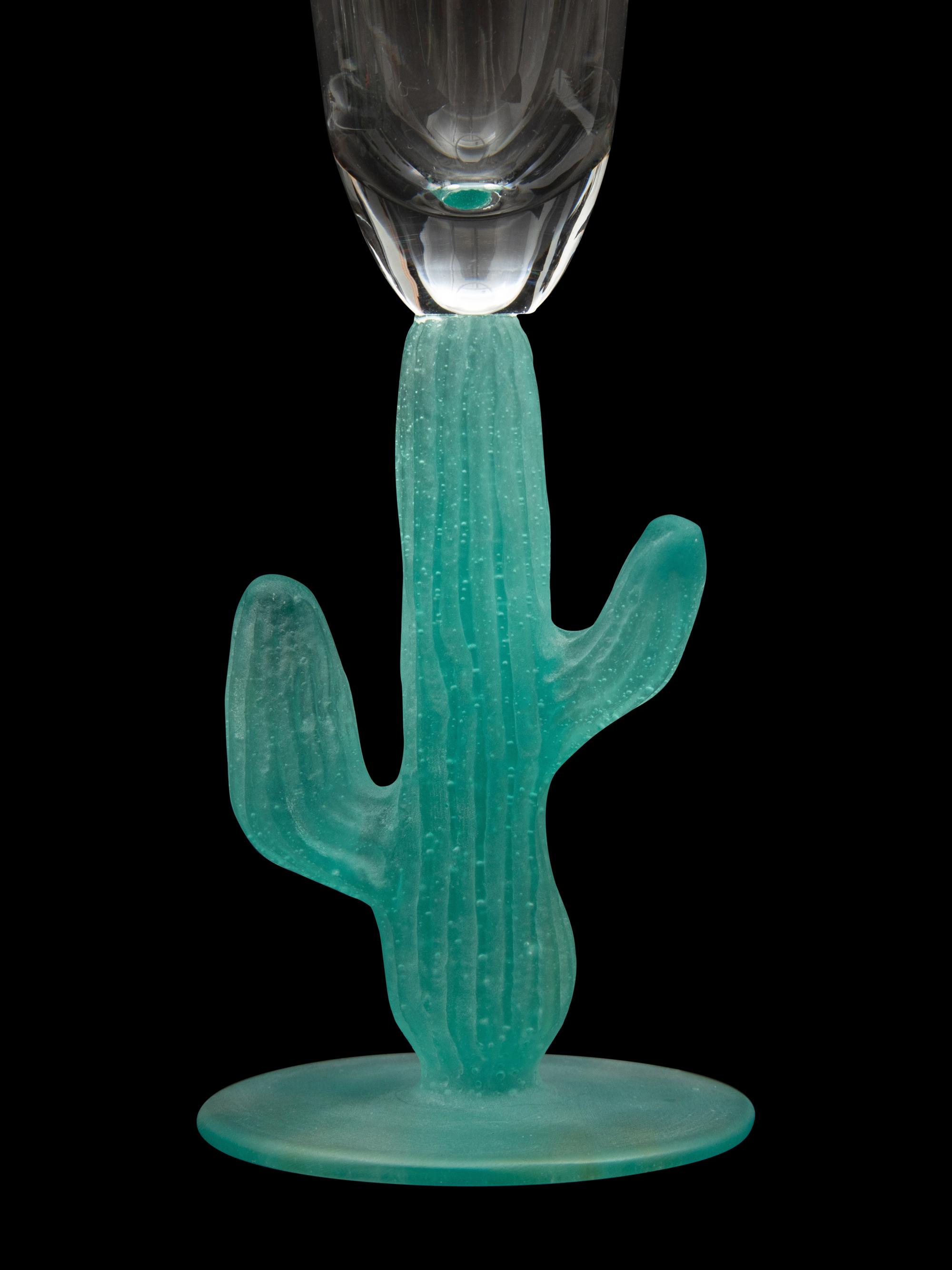 A Set of Nine Daum Pâte-de-Verre Cactus Champagne Flutes