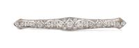 An Art Deco Platinum and Diamond Bar Brooch, 5.80 dwts.