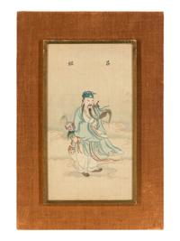 Two Chinese Ink and Color on Paintings Depicting Taoist Immortals