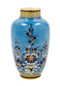 A Sevres Enameled Pate-sur-Pate Vase Height 8 inches. — DATED 1885