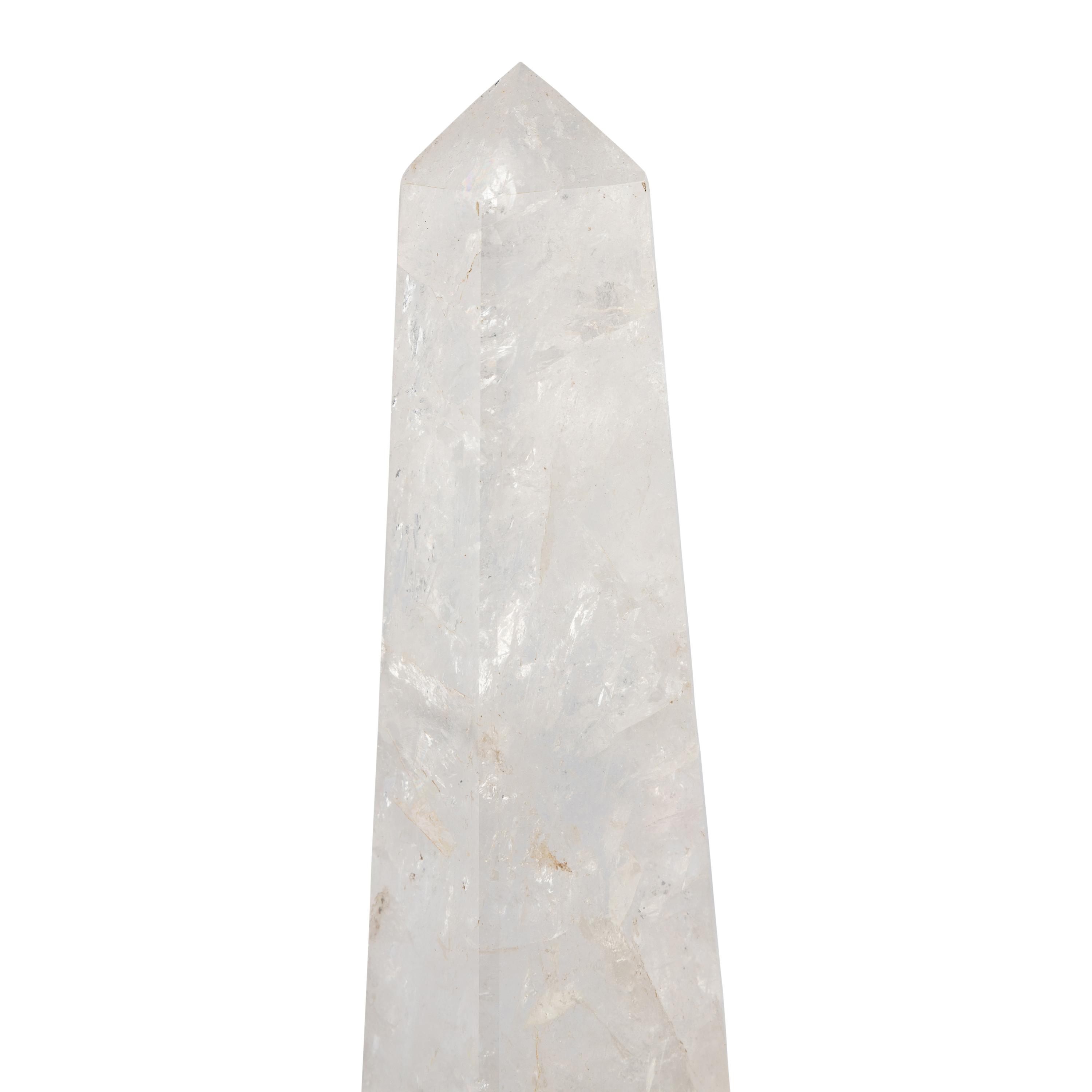 A Pair of Neoclassical Style Rock Crystal and Pietra Dura Obelisks