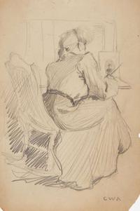 Clifford W. Ashley (American, 1881-1947) - Woman Writing at Desk