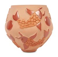 Red and Micaceous Jar, with Koi