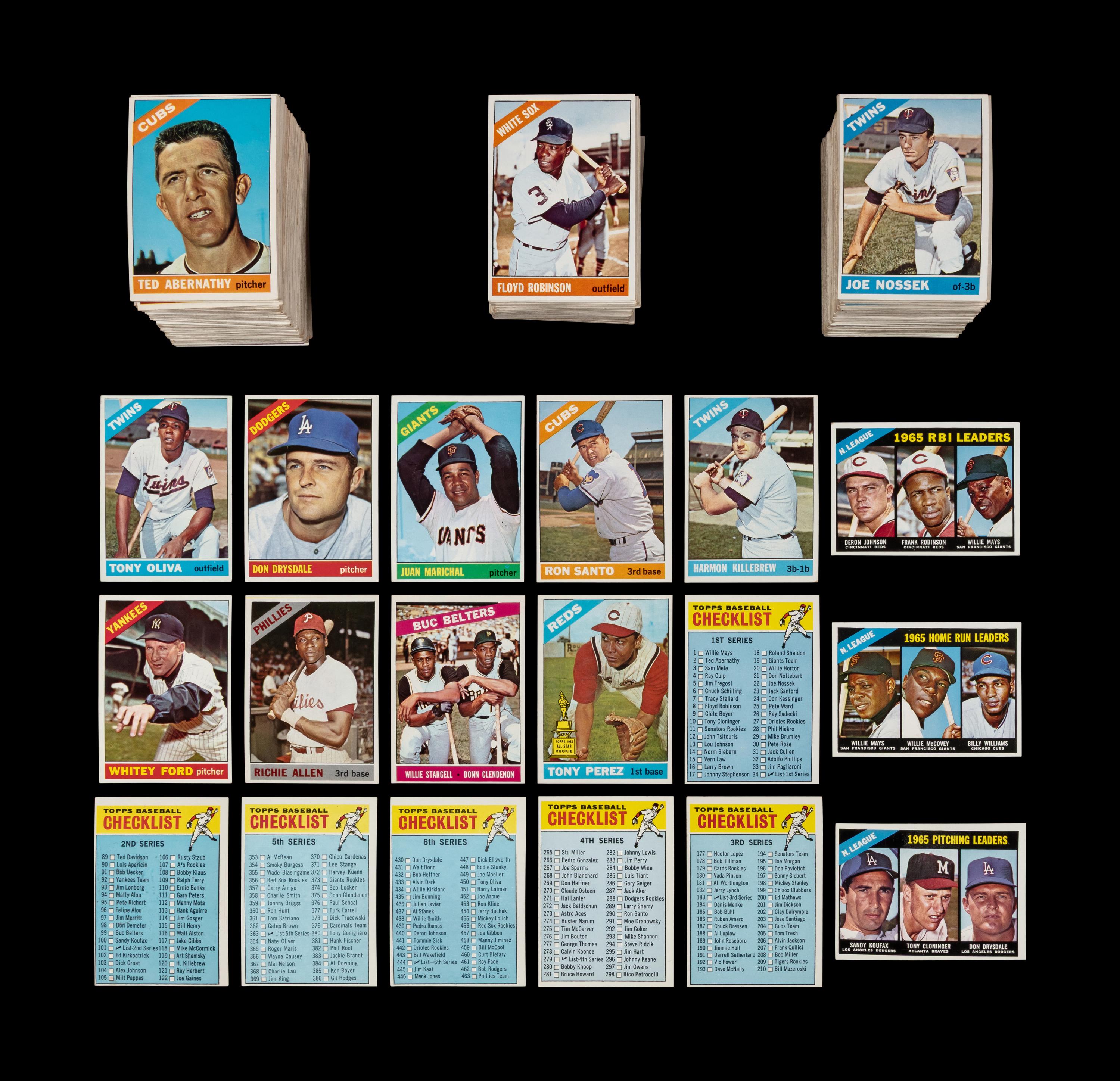 A Collection of Over 550 1966 Topps Baseball Cards Including Hall of Famers