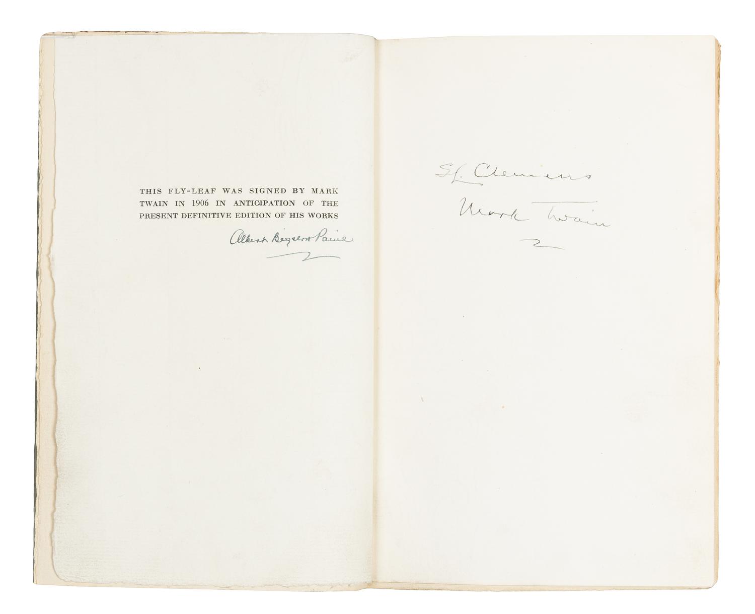 CLEMENS, Samuel L. ("Mark Twain," 1835-1910). Works. New York: Gabriel Wells, 1922-1925. LIMITED EDITION SIGNED BY TWAIN. 37 vols.