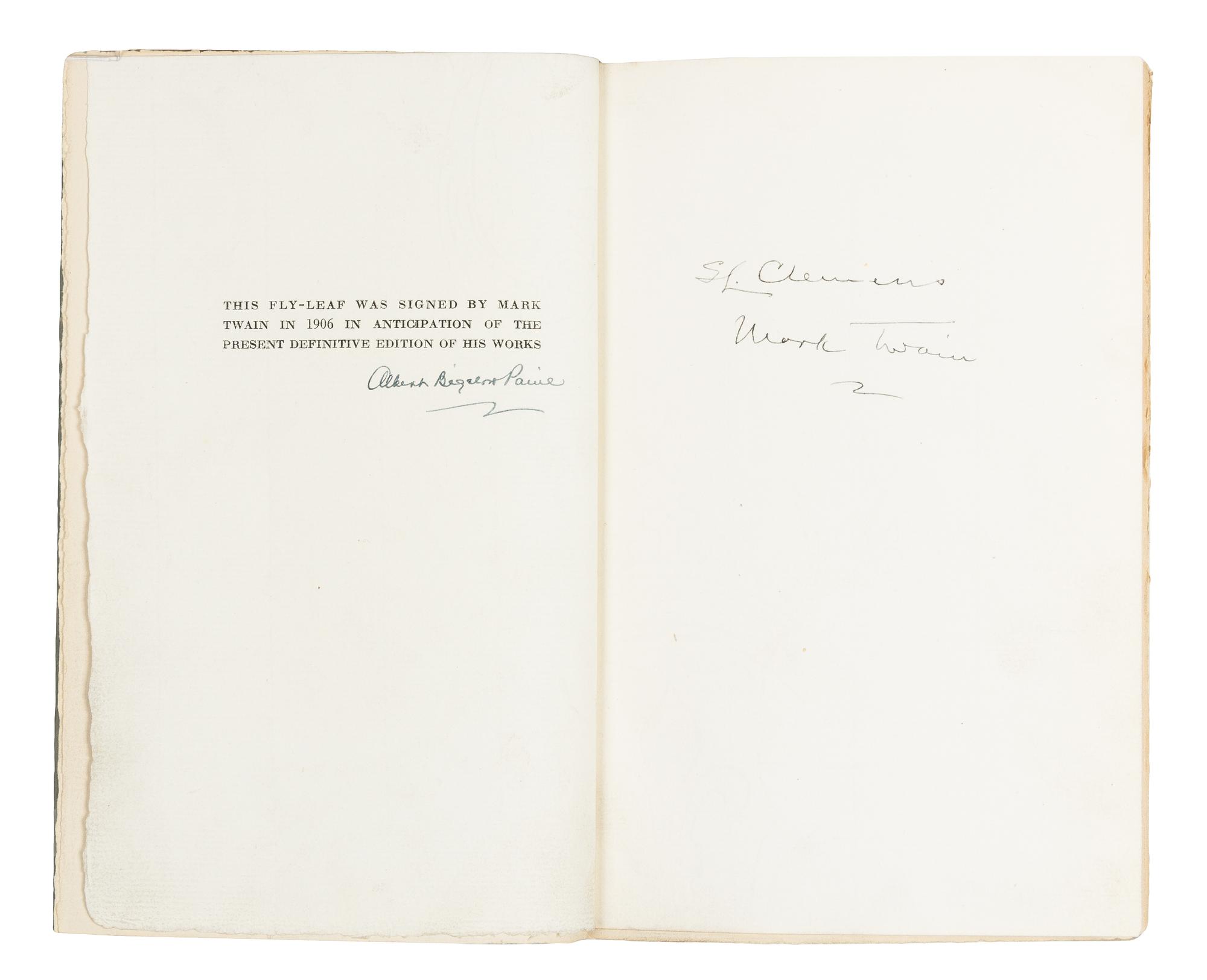 CLEMENS, Samuel L. ("Mark Twain," 1835-1910). Works. New York: Gabriel Wells, 1922-1925. LIMITED EDITION SIGNED BY TWAIN. 37 vols.