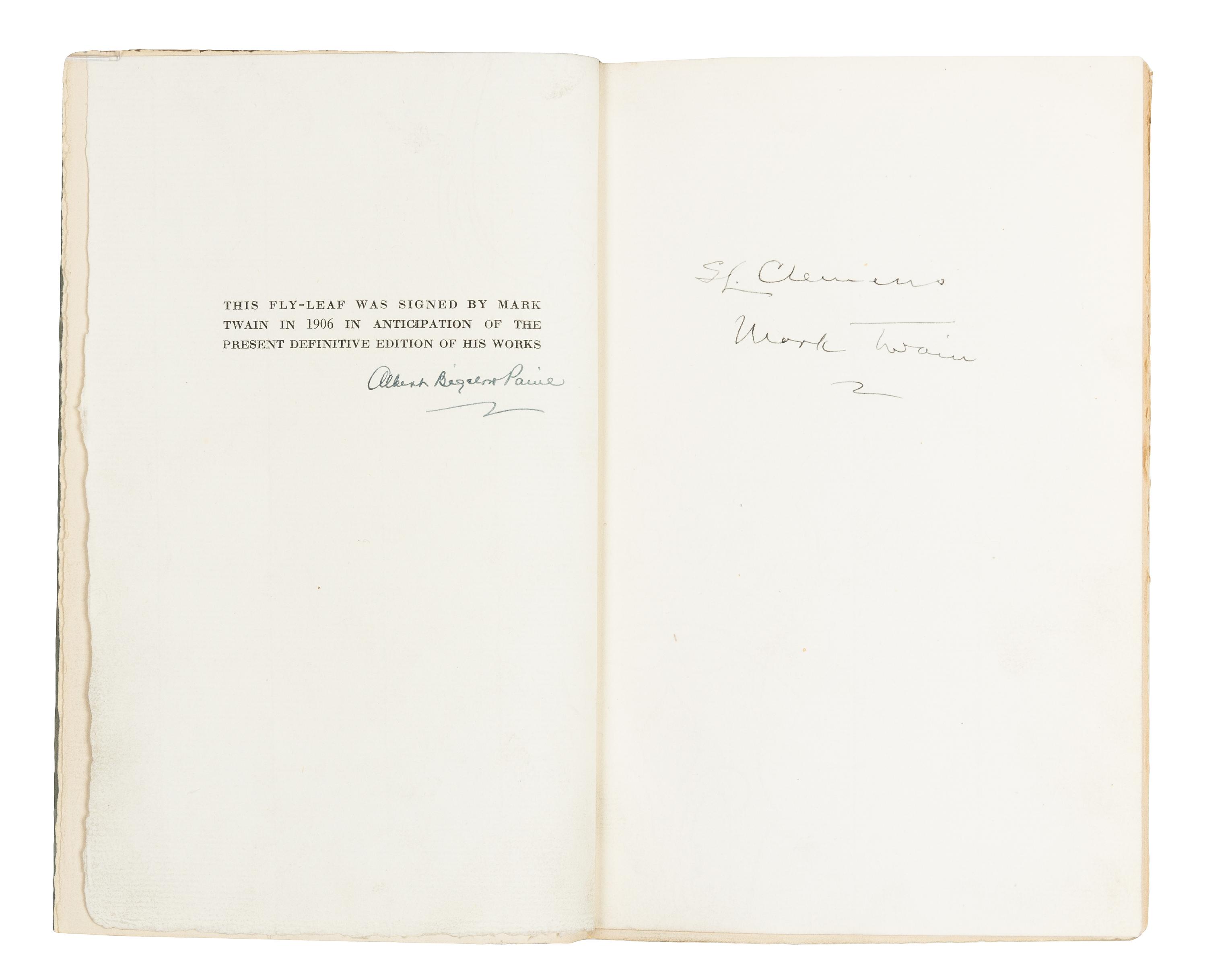 CLEMENS, Samuel L. ("Mark Twain," 1835-1910). Works. New York: Gabriel Wells, 1922-1925. LIMITED EDITION SIGNED BY TWAIN. 37 vols.