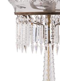 An American Brilliant Cut-Glass Two-Light Argand Lamp