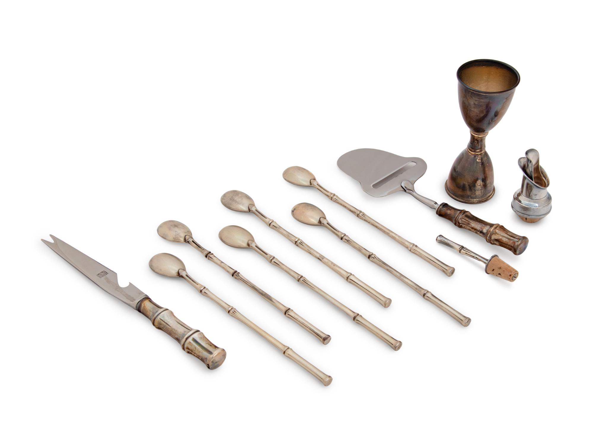 A Collection of Ten Tiffany & Co. Silver Bamboo Pattern Bar Articles