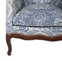 A Louis XV Style Blue and White Upholstered Bergère — 19TH CENTURY