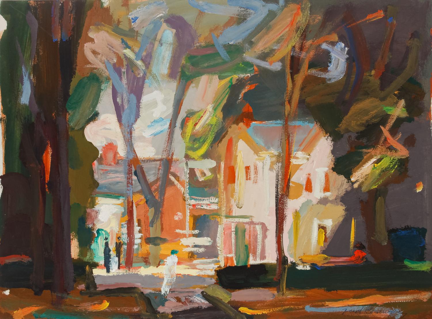 Two works: Harbor scene and Village scene
