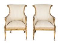 A Pair of Regency Style Giltwood Chairs — 19TH CENTURY
