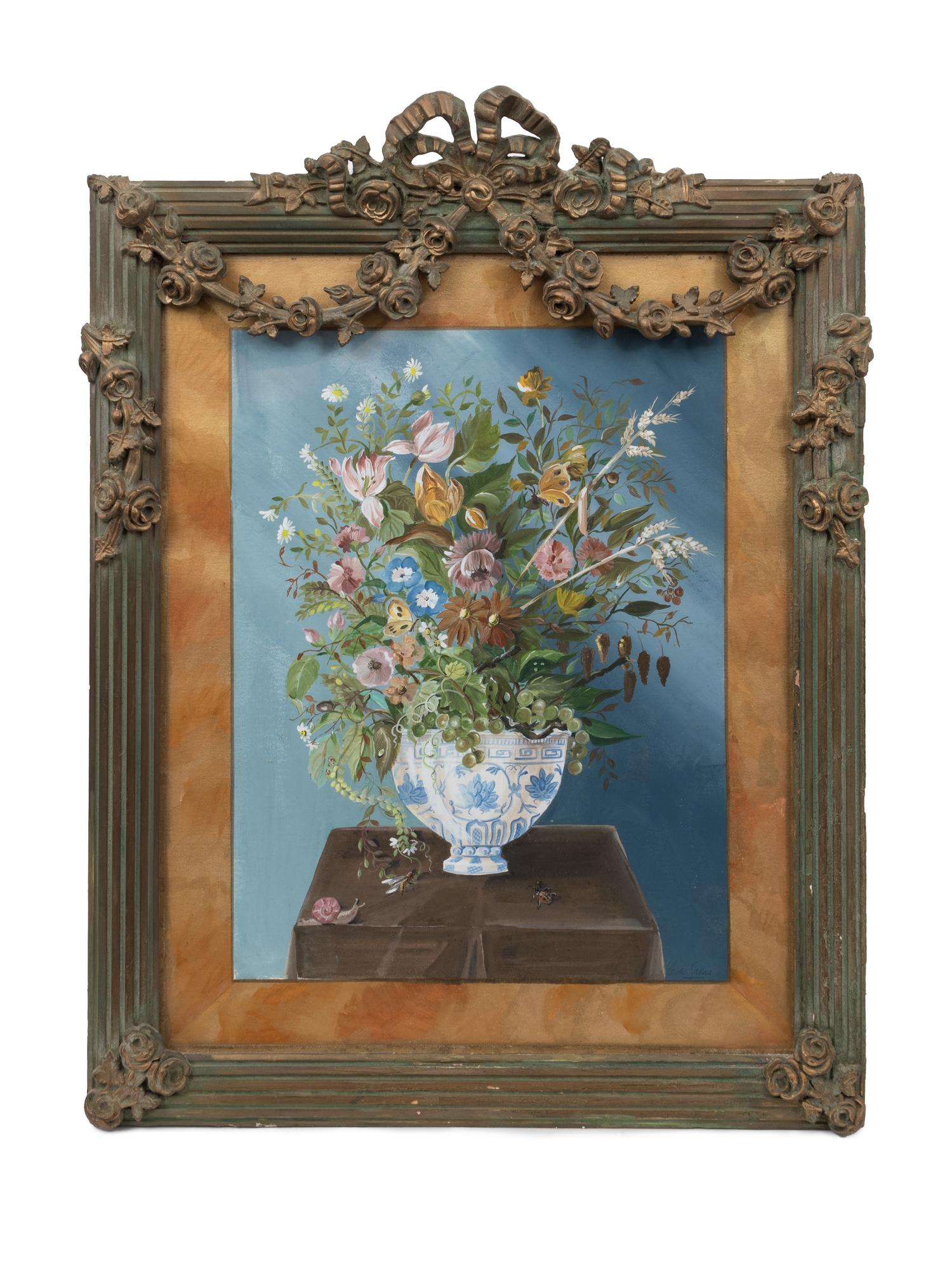 A Pair of Floral Still Life Paintings — 20TH CENTURY