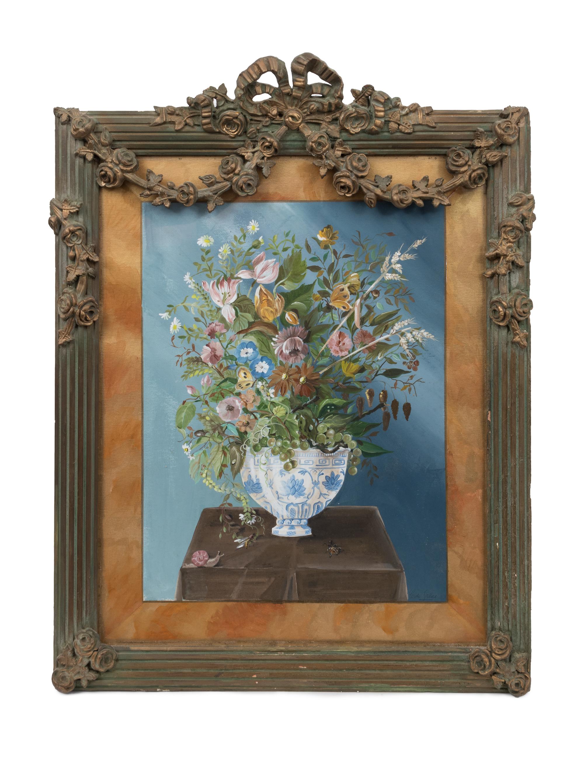 A Pair of Floral Still Life Paintings — 20TH CENTURY