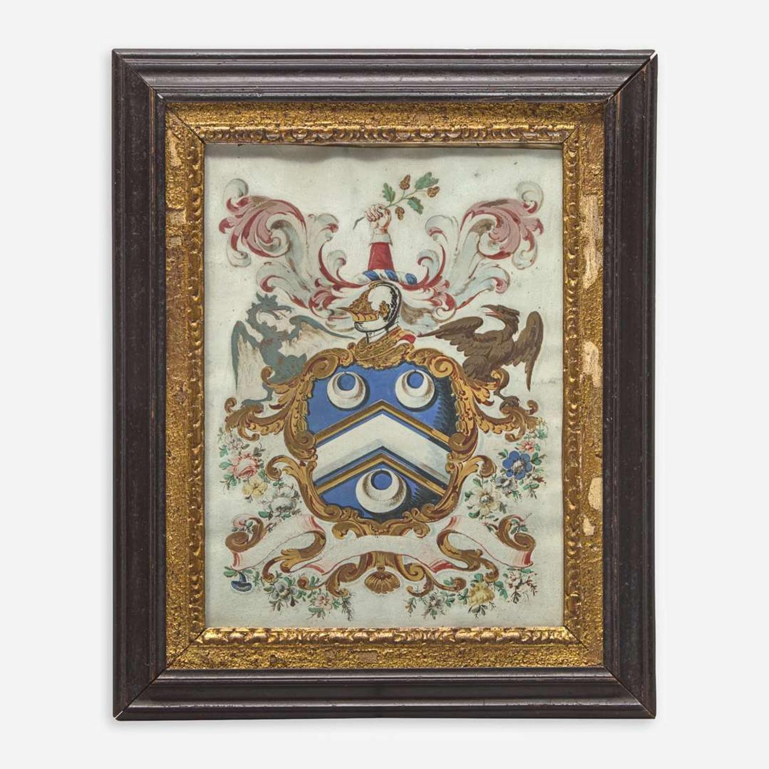 Two painted coats-of-arms: Holyoke and Tryppe families Samuel Blyth (1744-1795), Salem, MA, and other, late 18th century
