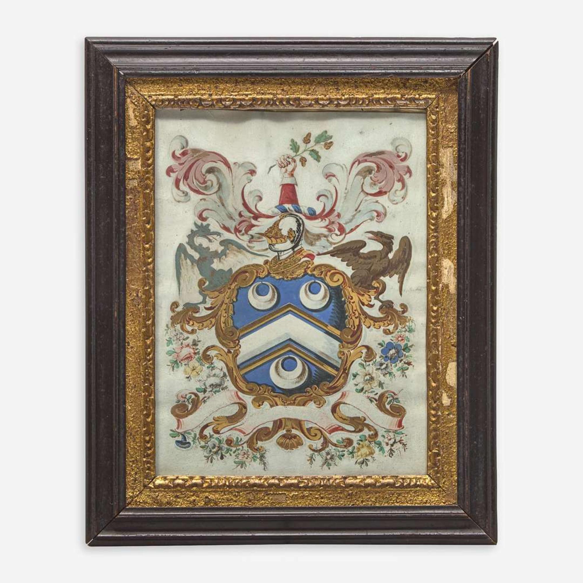 Two painted coats-of-arms: Holyoke and Tryppe families Samuel Blyth (1744-1795), Salem, MA, and other, late 18th century