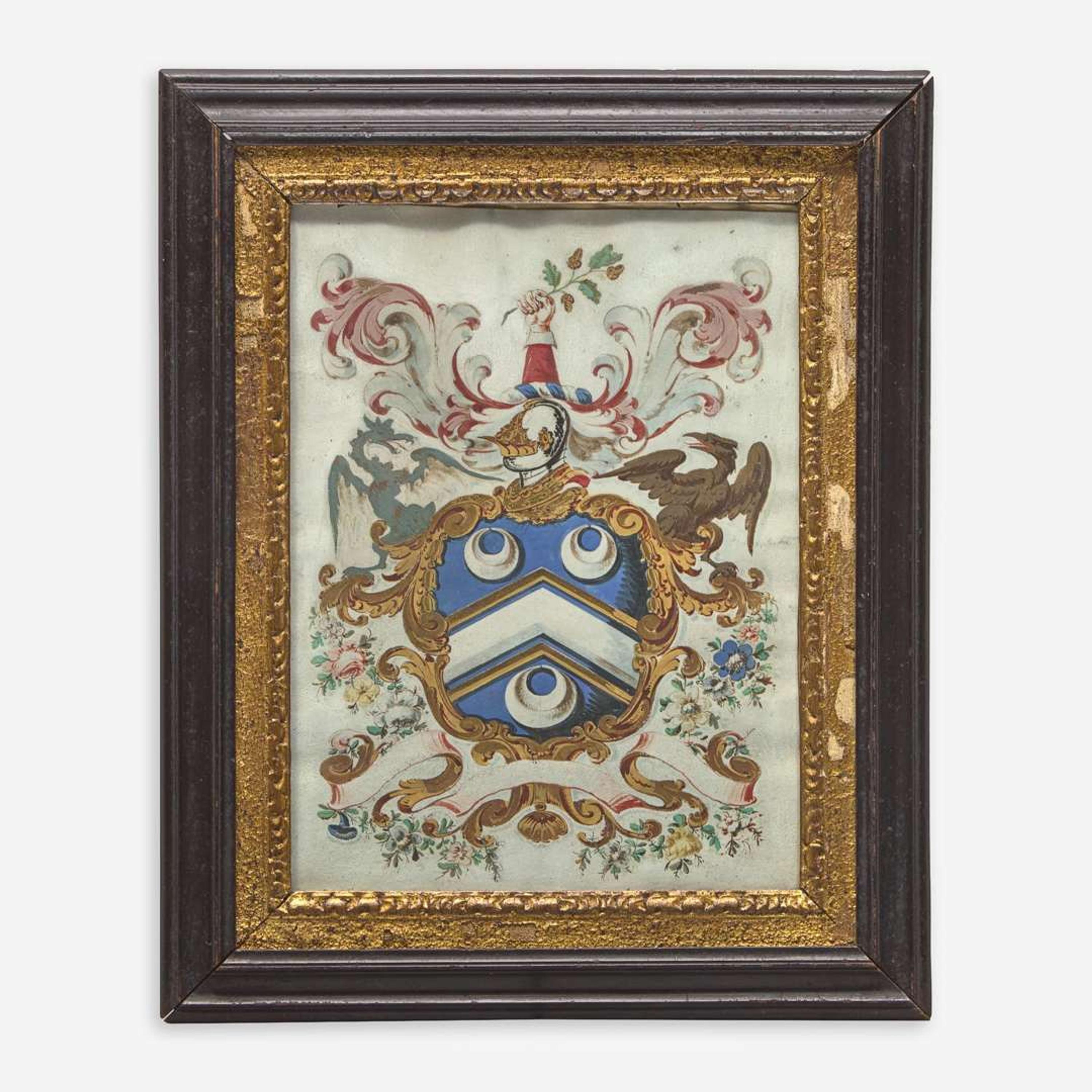 Two painted coats-of-arms: Holyoke and Tryppe families Samuel Blyth (1744-1795), Salem, MA, and other, late 18th century