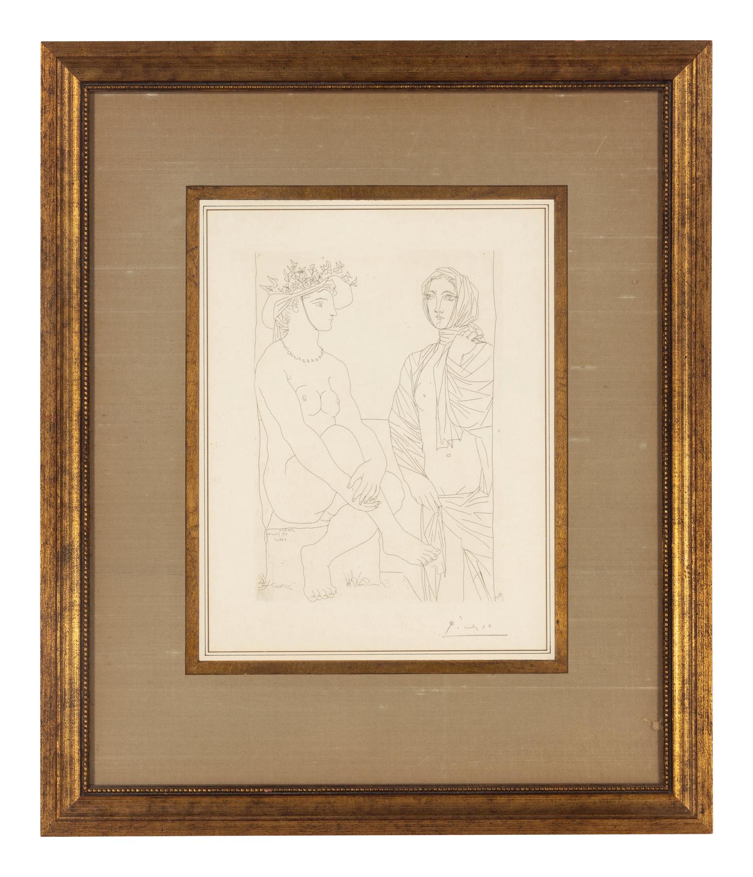 Femme assise au chapeau et femme debout drapée (from La Suite Vollard )