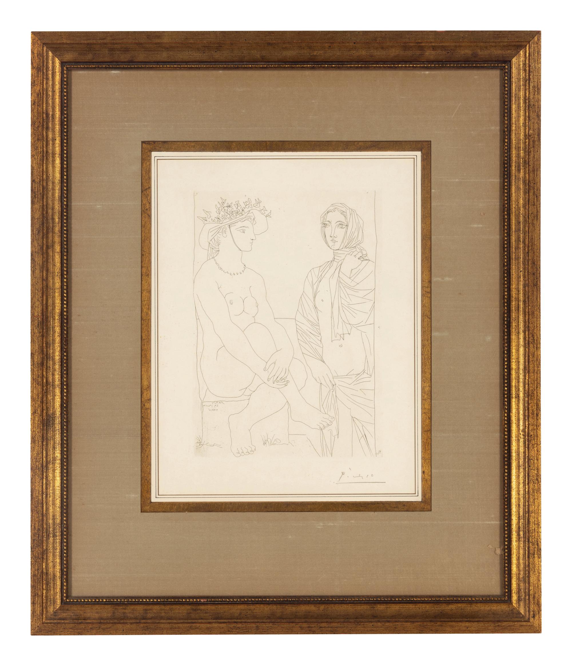 Femme assise au chapeau et femme debout drapée (from La Suite Vollard )