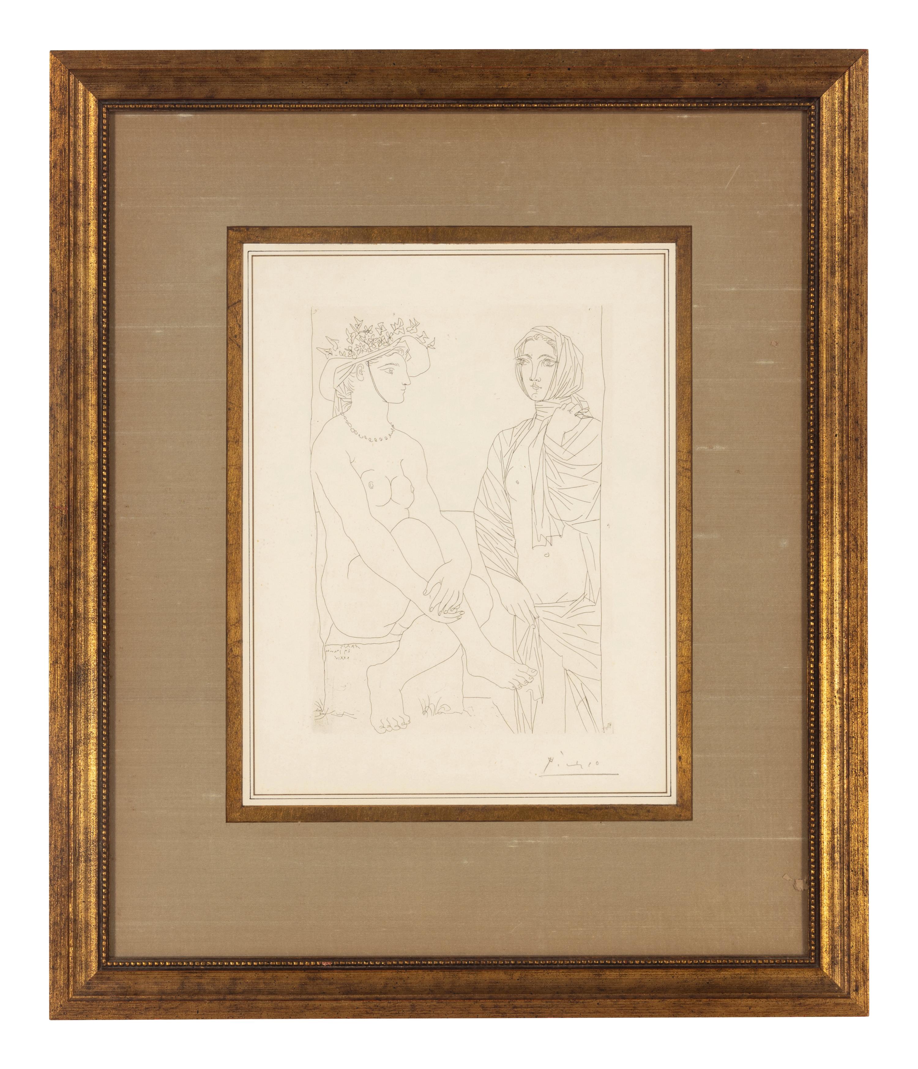 Femme assise au chapeau et femme debout drapée (from La Suite Vollard )