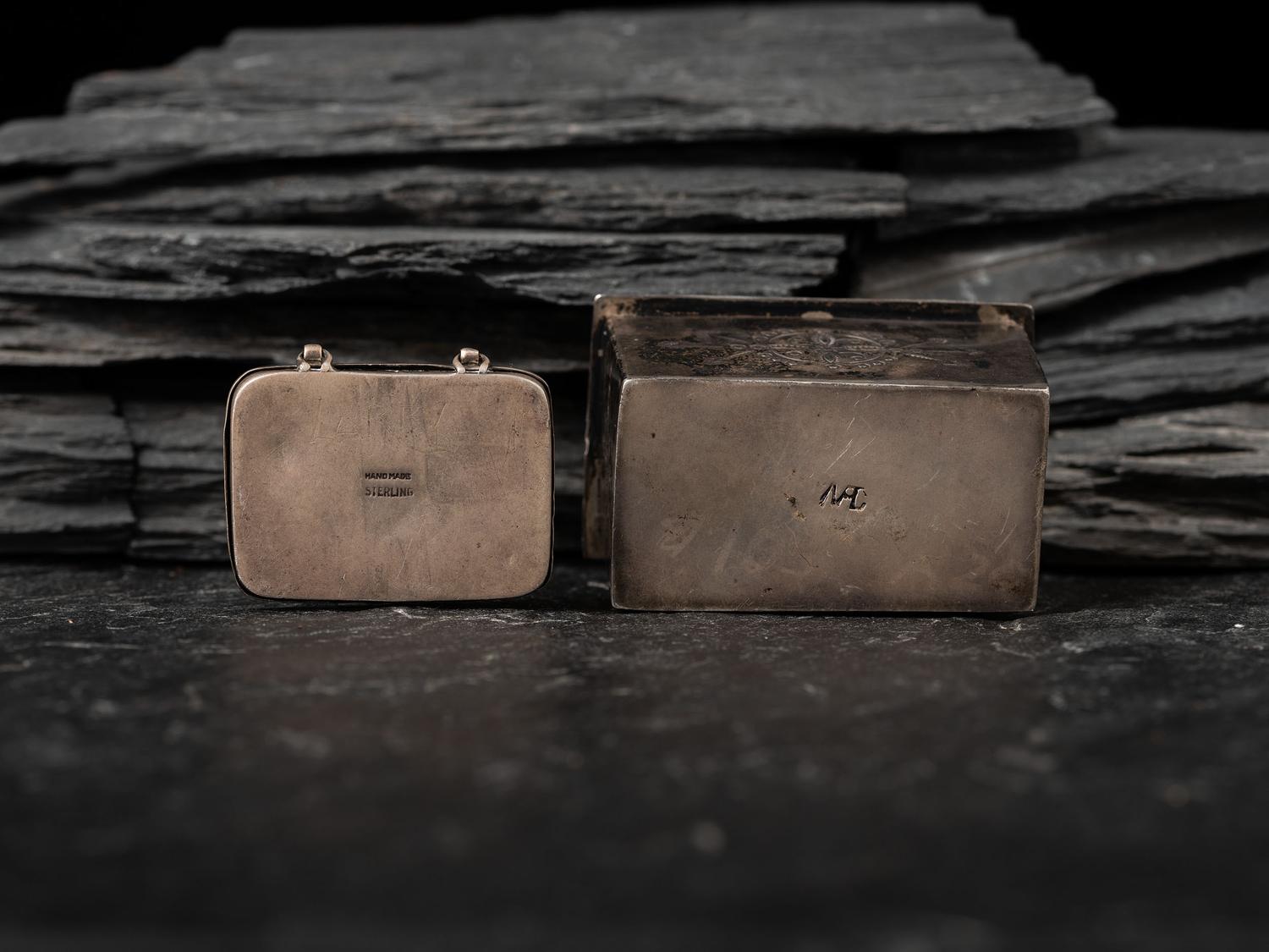 Navajo Lidded Silver Boxes