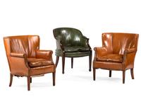 Three Leather Upholstered Armchairs