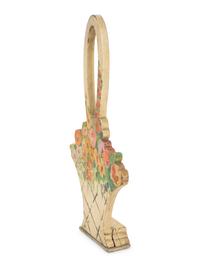 A Victorian Painted Iron Greyhound Doorstop and a Painted Wood Basket Doorstop