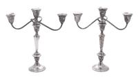 A Pair of American Weighted Silver Two-Light Candelabra