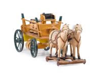 A Fabric Horse and Wooden Cart Barrel Wagon