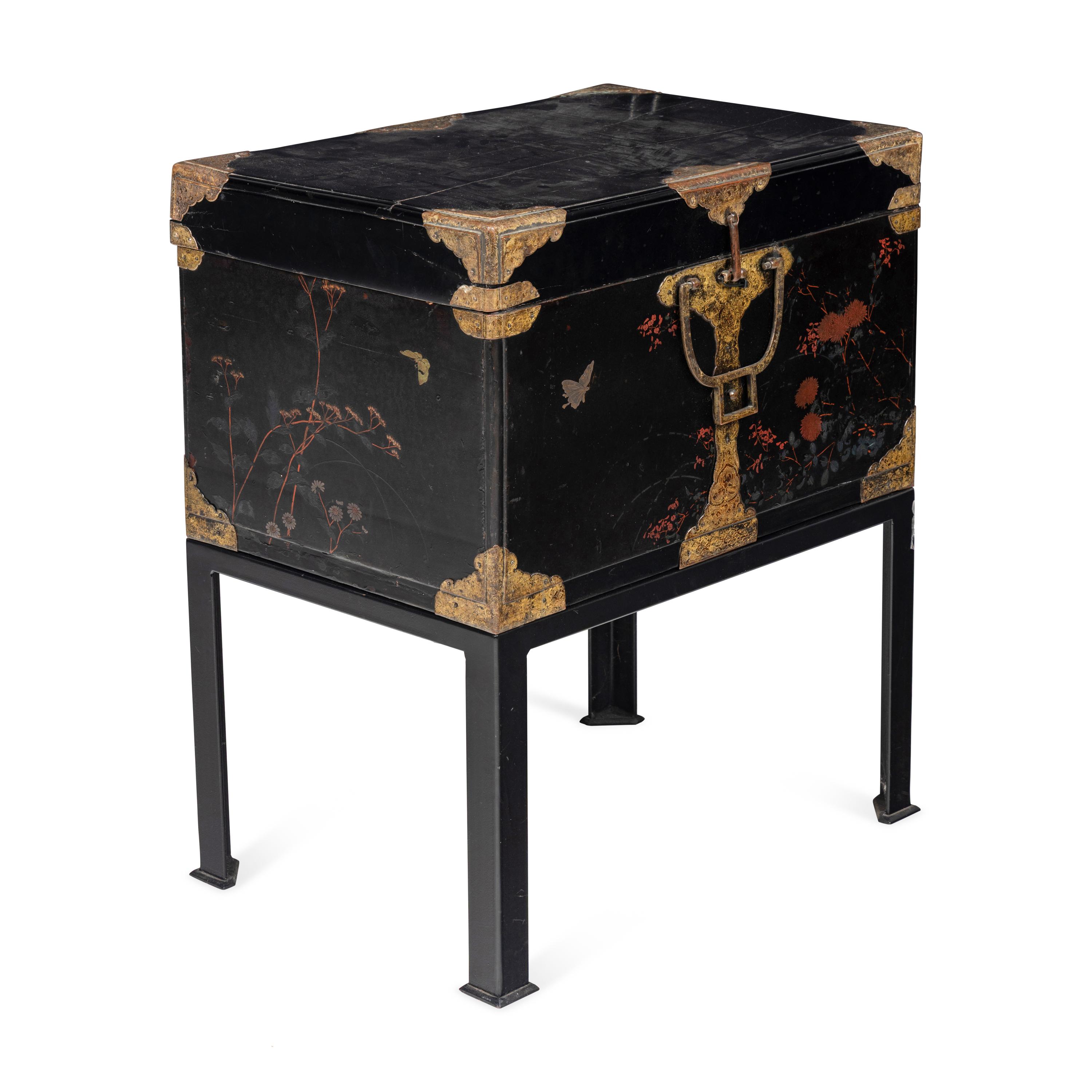 A Chinese Lacquer Chest on Stand