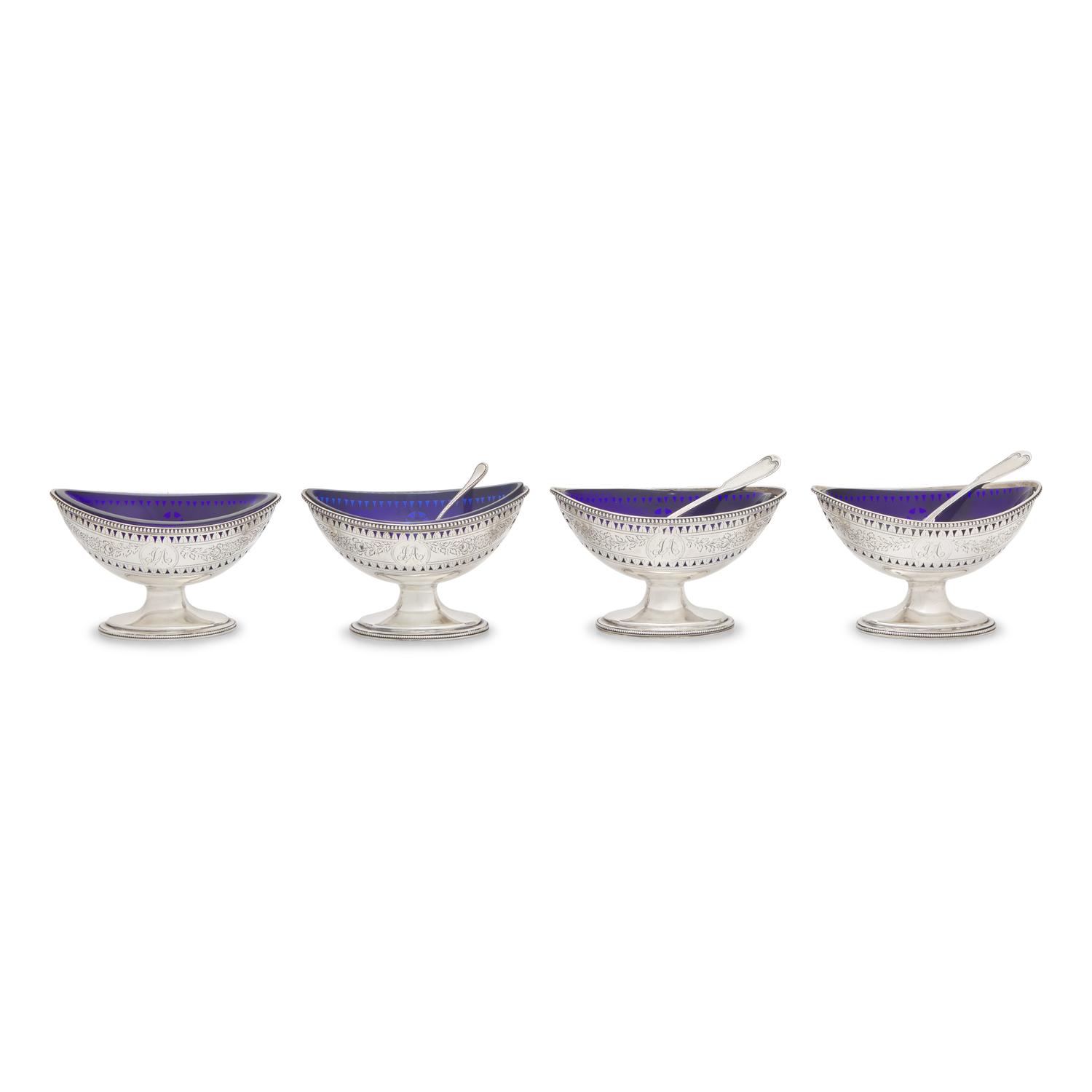 A Set of Four George III Pierced Silver Salt Cellars