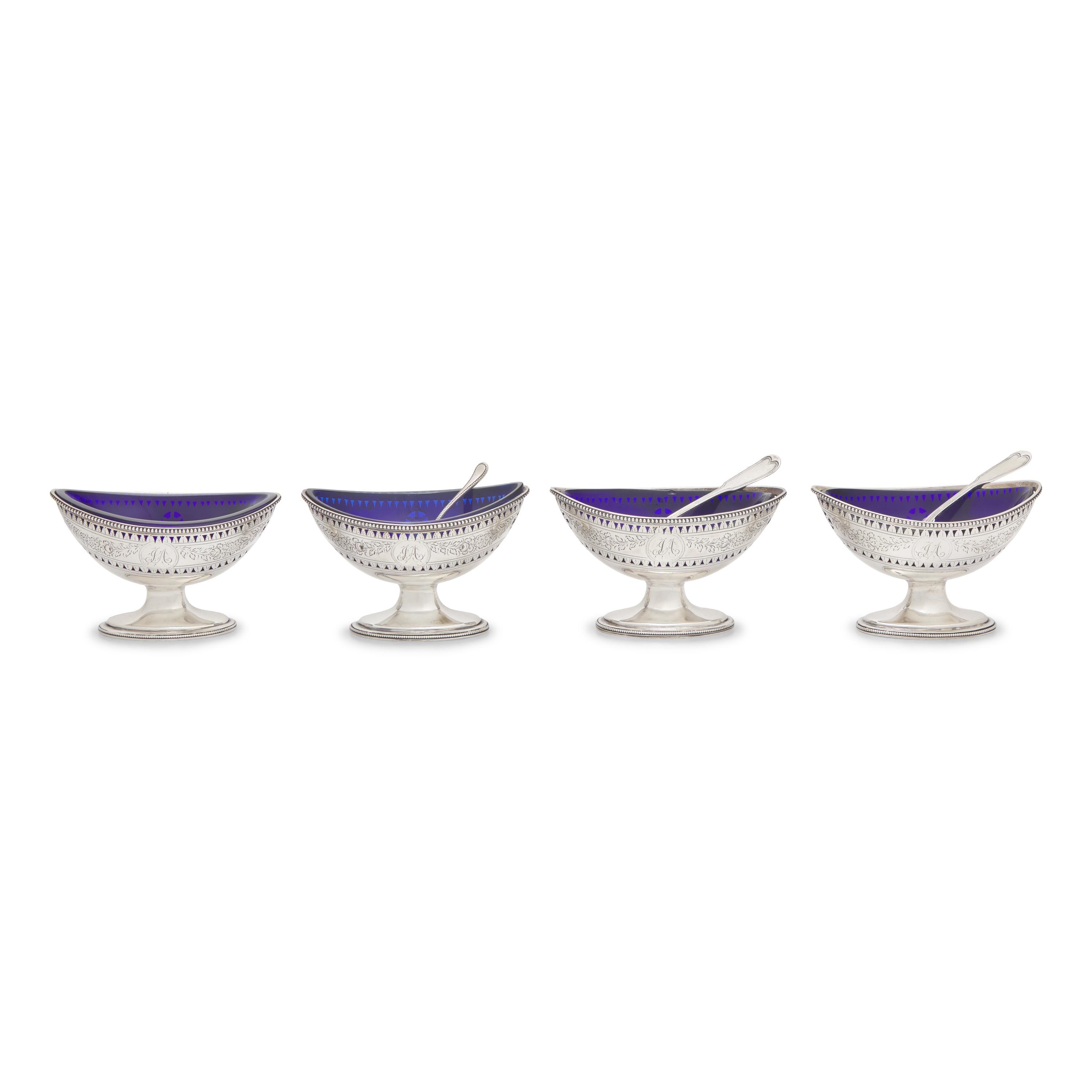 A Set of Four George III Pierced Silver Salt Cellars