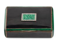 A Yellow-Gold, Diamond, Enamel and Jadeite-Inset Snuff Box