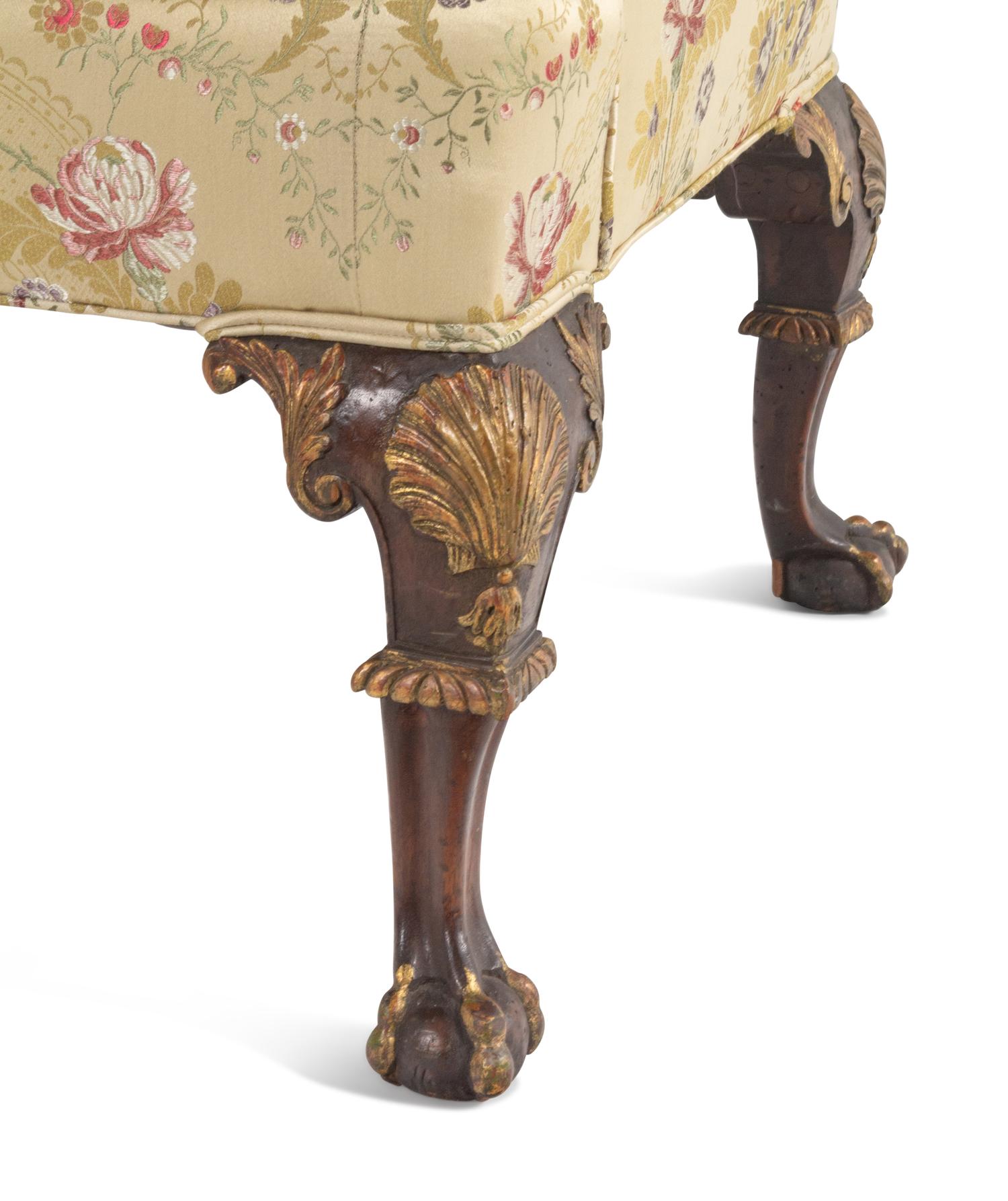 A Pair of George II Style Parcel-Gilt Walnut Settees