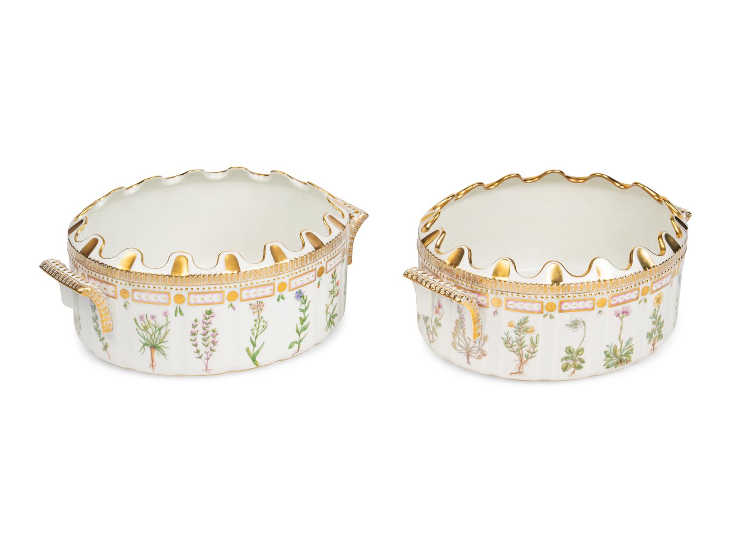 A Pair of Royal Copenhagen Flora Danica Porcelain Monteiths