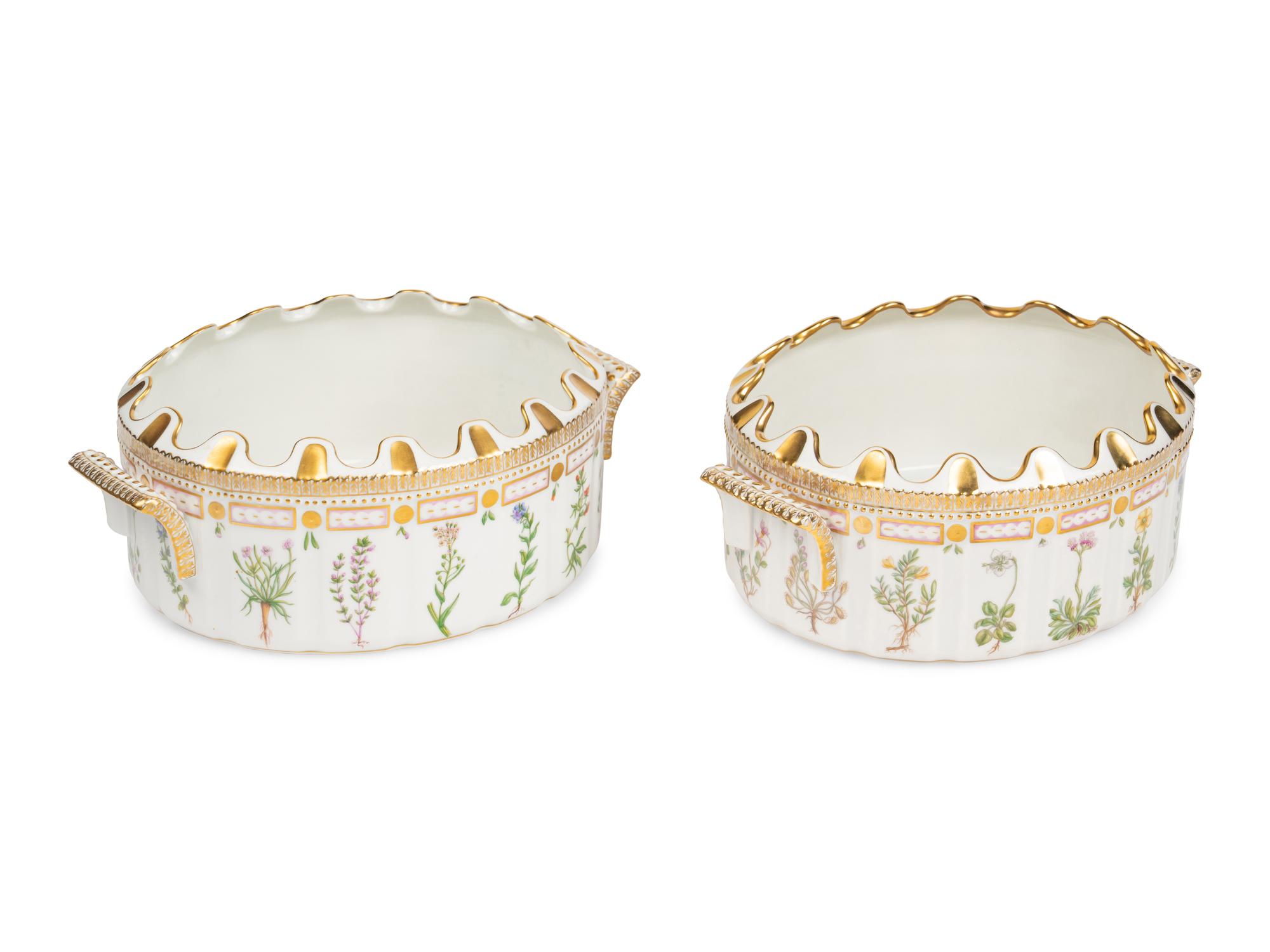 A Pair of Royal Copenhagen Flora Danica Porcelain Monteiths